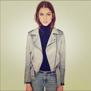 Zara Light Grey Moto Jacket Size XS